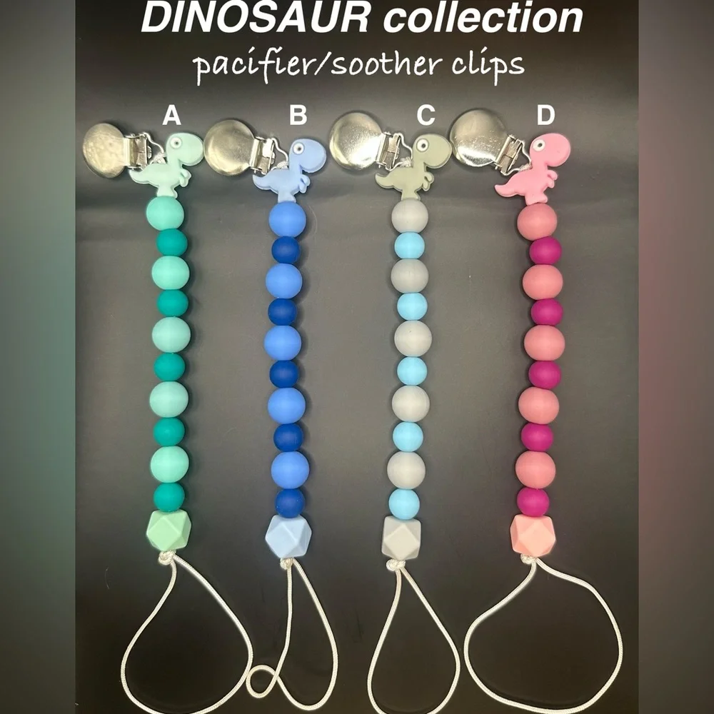 Dinosaur silicone Pacifier Clips - qty 1